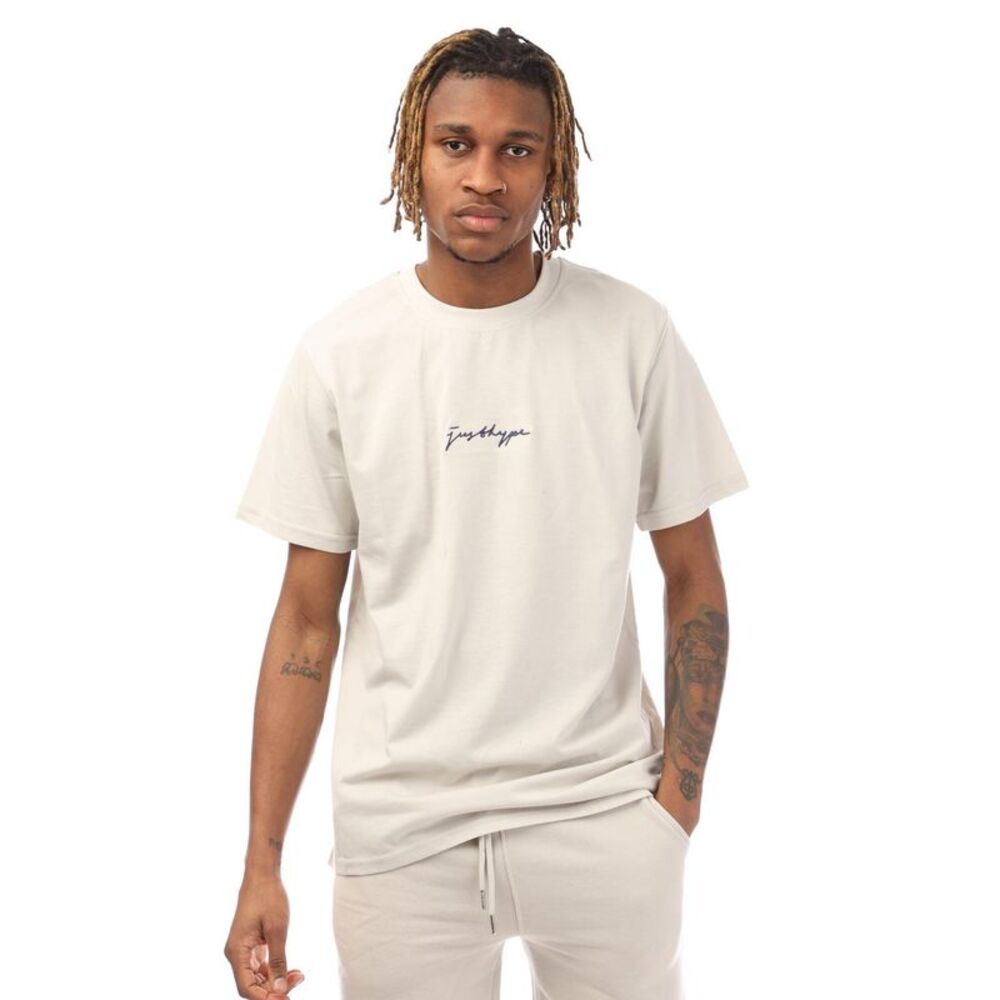 Hype Mens Signature Cotton Regular T-Shirt / Gray